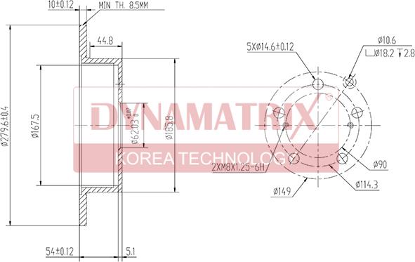 Dynamatrix DBD1704 - Тормозной диск avtokuzovplus.com.ua