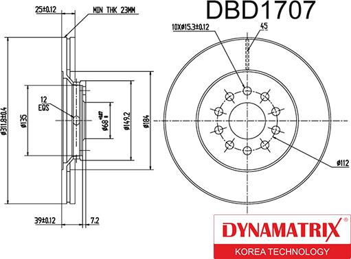 Dynamatrix DBD1707 - Гальмівний диск autocars.com.ua
