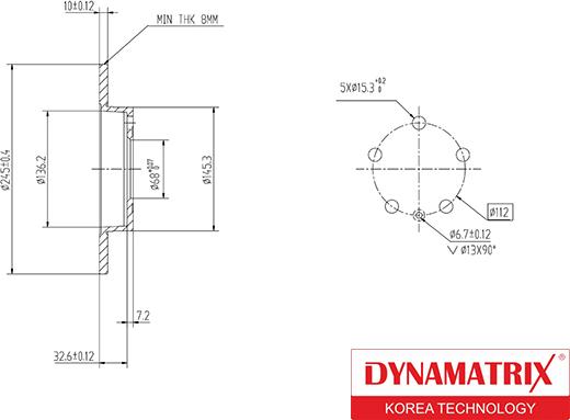 Dynamatrix DBD1709 - Тормозной диск avtokuzovplus.com.ua