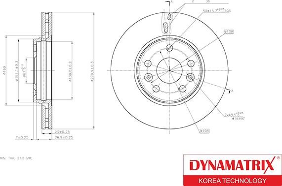 Dynamatrix DBD1733 - Тормозной диск avtokuzovplus.com.ua