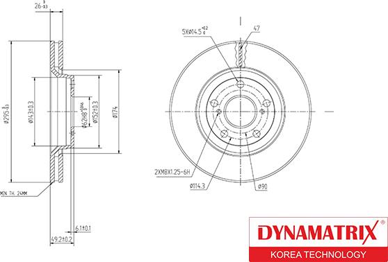 Dynamatrix DBD1756 - Тормозной диск avtokuzovplus.com.ua