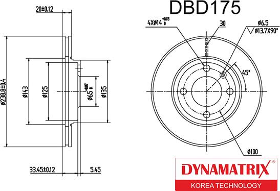 Dynamatrix DBD175 - Гальмівний диск autocars.com.ua