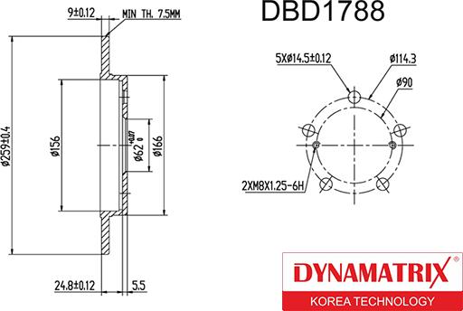 Dynamatrix DBD1788 - Тормозной диск avtokuzovplus.com.ua