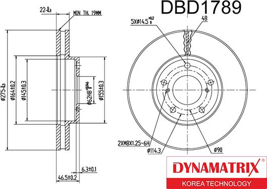 Dynamatrix DBD1789 - Гальмівний диск autocars.com.ua