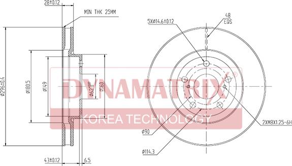 Dynamatrix DBD1814 - Тормозной диск avtokuzovplus.com.ua