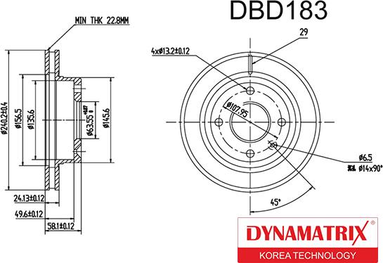 Dynamatrix DBD183 - Гальмівний диск autocars.com.ua