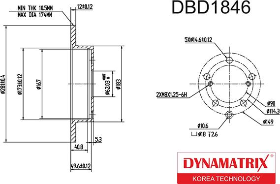 Dynamatrix DBD1846 - Гальмівний диск autocars.com.ua