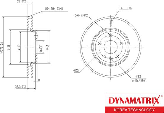 Dynamatrix DBD1869 - Тормозной диск avtokuzovplus.com.ua