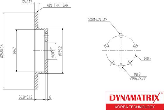 Dynamatrix DBD1872 - Тормозной диск avtokuzovplus.com.ua