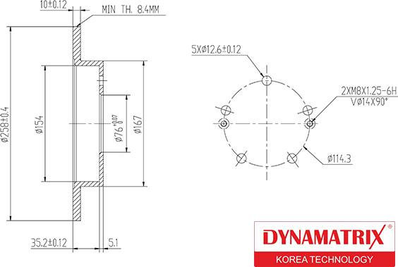 Dynamatrix DBD1874 - Гальмівний диск autocars.com.ua