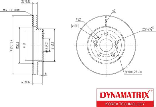 Dynamatrix DBD1886 - Тормозной диск avtokuzovplus.com.ua