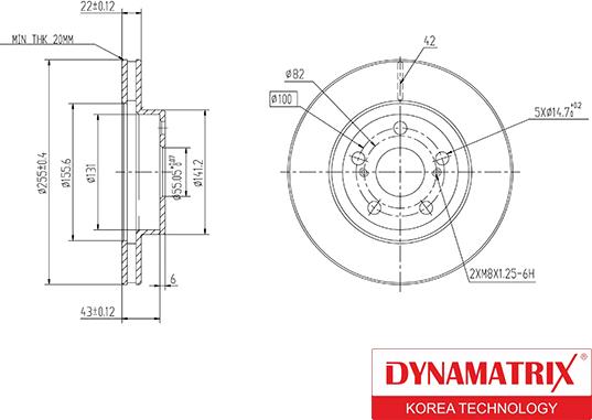 Dynamatrix DBD188 - Гальмівний диск autocars.com.ua