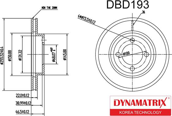 Dynamatrix DBD193 - Тормозной диск avtokuzovplus.com.ua