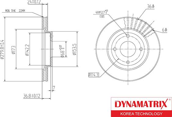 Dynamatrix DBD1940 - Гальмівний диск autocars.com.ua