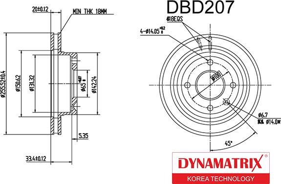 Dynamatrix DBD207 - Гальмівний диск autocars.com.ua