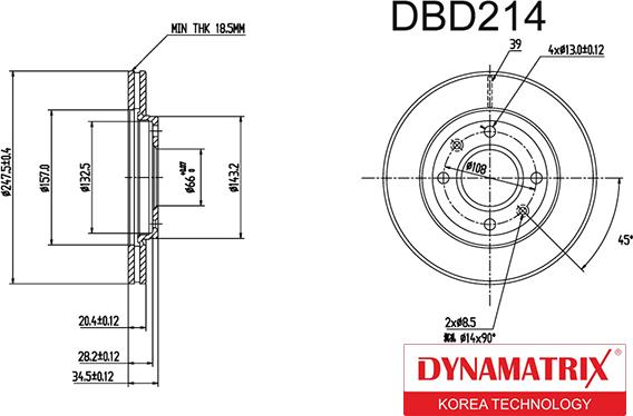 Dynamatrix DBD214 - Тормозной диск avtokuzovplus.com.ua