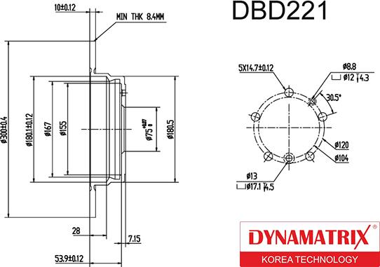 Dynamatrix DBD221 - Гальмівний диск autocars.com.ua