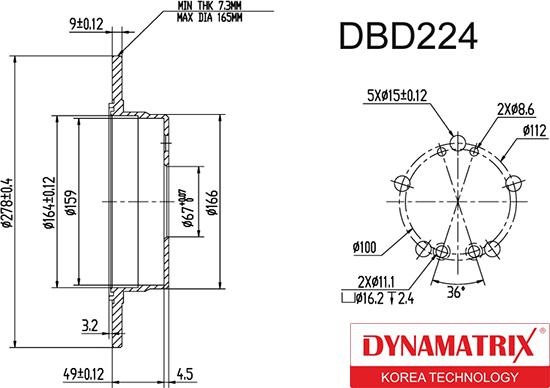 Dynamatrix DBD224 - Гальмівний диск autocars.com.ua