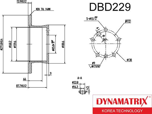 Dynamatrix DBD229 - Гальмівний диск autocars.com.ua