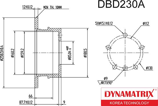 Dynamatrix DBD230A - Тормозной диск avtokuzovplus.com.ua