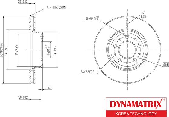 Dynamatrix DBD255 - Тормозной диск avtokuzovplus.com.ua