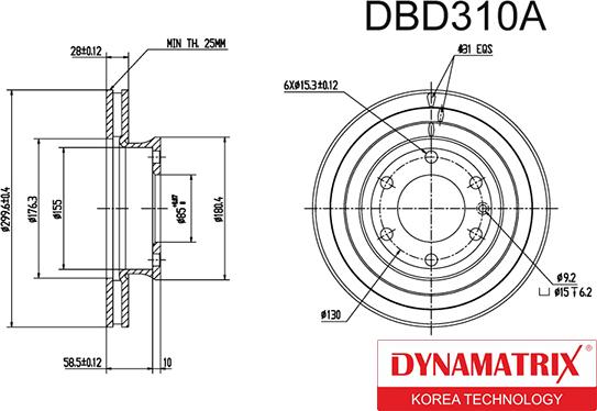 Dynamatrix DBD310A - Гальмівний диск autocars.com.ua