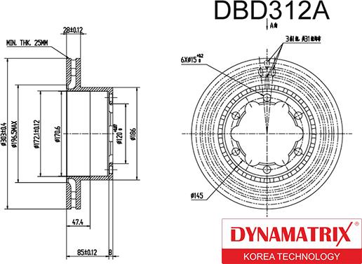 Dynamatrix DBD312A - Тормозной диск avtokuzovplus.com.ua