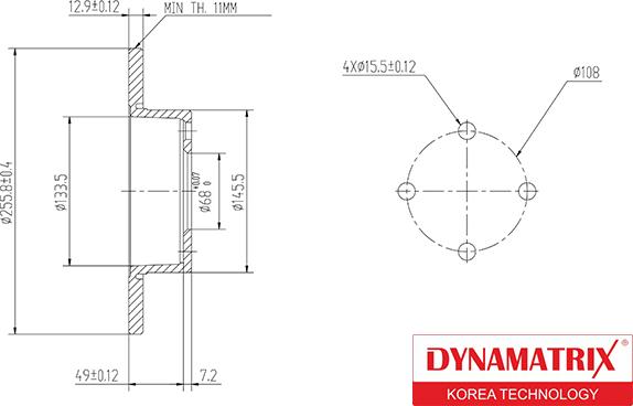 Dynamatrix DBD318 - Тормозной диск avtokuzovplus.com.ua