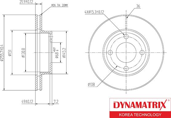 Dynamatrix DBD319 - Тормозной диск avtokuzovplus.com.ua