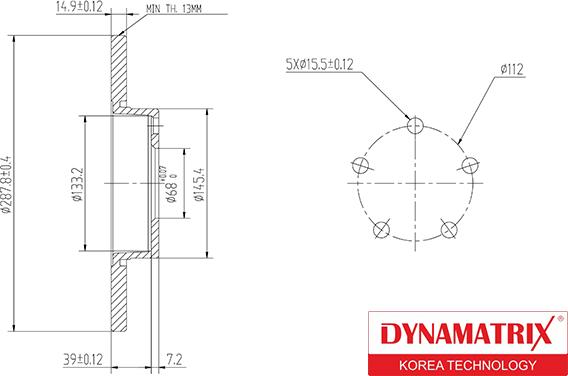 Dynamatrix DBD324 - Тормозной диск avtokuzovplus.com.ua