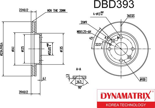 Dynamatrix DBD393 - Гальмівний диск autocars.com.ua