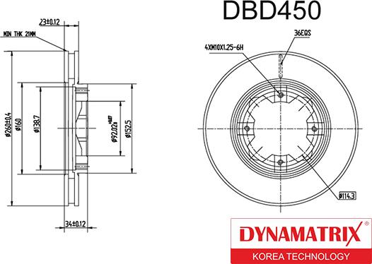 Dynamatrix DBD450 - Тормозной диск avtokuzovplus.com.ua