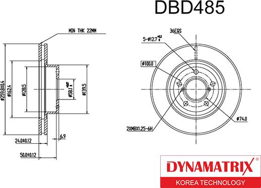 Dynamatrix DBD485 - Гальмівний диск autocars.com.ua