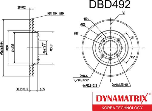 Dynamatrix DBD492 - Тормозной диск avtokuzovplus.com.ua