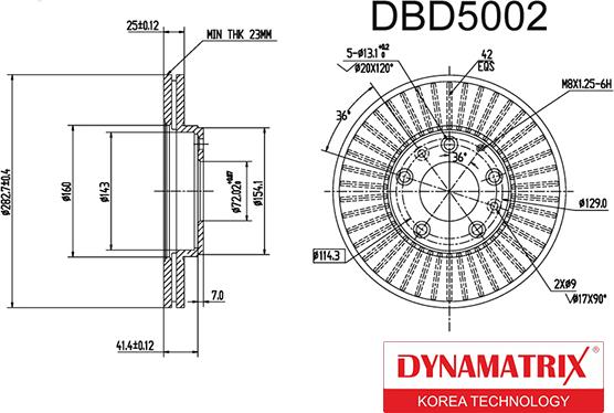 Dynamatrix DBD5002 - Тормозной диск avtokuzovplus.com.ua