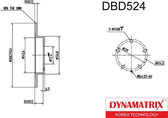 Dynamatrix DBD524 - Тормозной диск avtokuzovplus.com.ua