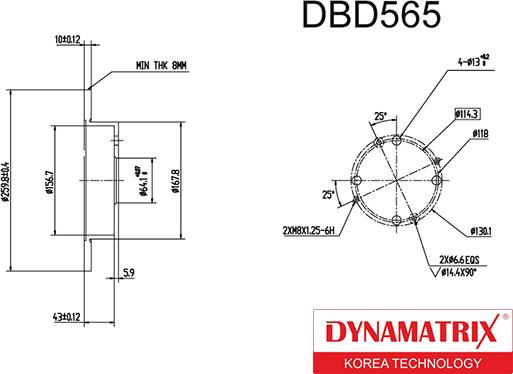 Dynamatrix DBD565 - Тормозной диск avtokuzovplus.com.ua