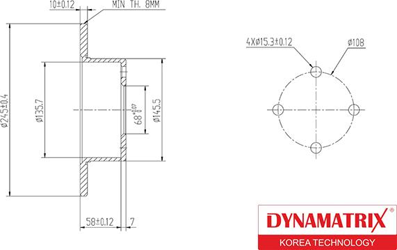 Dynamatrix DBD625 - Тормозной диск avtokuzovplus.com.ua