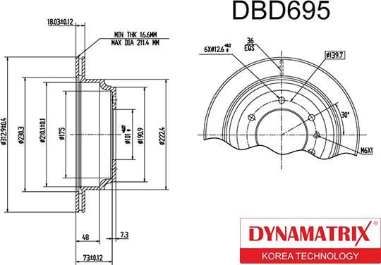 Dynamatrix DBD695 - Гальмівний диск autocars.com.ua