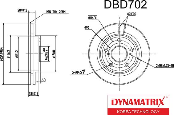 Dynamatrix DBD702 - Тормозной диск avtokuzovplus.com.ua