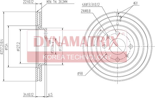 Dynamatrix DBD762 - Гальмівний диск autocars.com.ua