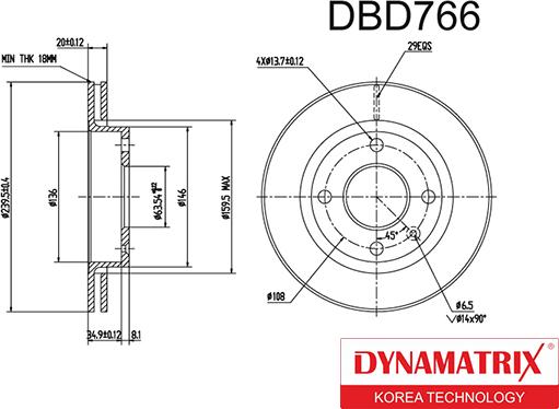 Dynamatrix DBD766 - Тормозной диск avtokuzovplus.com.ua