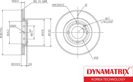 Dynamatrix DBD812 - Тормозной диск avtokuzovplus.com.ua