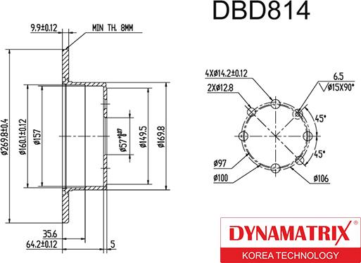 Dynamatrix DBD814 - Тормозной диск avtokuzovplus.com.ua