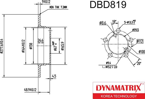 Dynamatrix DBD819 - Гальмівний диск autocars.com.ua