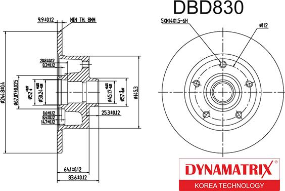 Dynamatrix DBD830 - Гальмівний диск autocars.com.ua