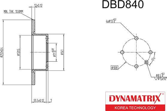 Dynamatrix DBD840 - Тормозной диск avtokuzovplus.com.ua