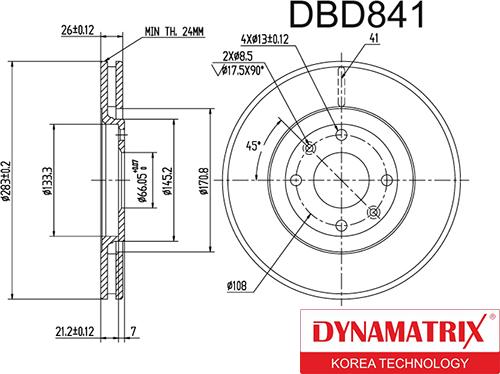 Dynamatrix DBD841 - Тормозной диск avtokuzovplus.com.ua