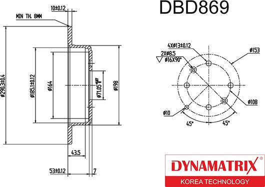 Dynamatrix DBD869 - Тормозной диск avtokuzovplus.com.ua