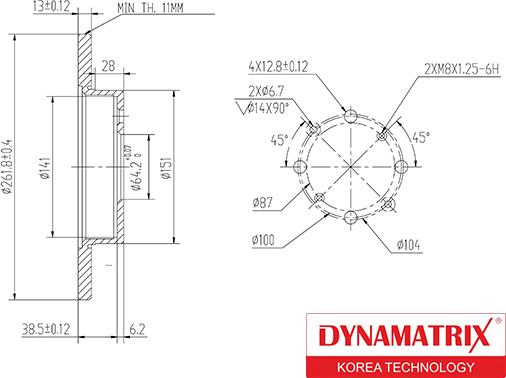 Dynamatrix DBD872 - Тормозной диск avtokuzovplus.com.ua